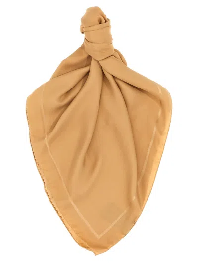Saint Laurent Cassandre Scarf Scarves And Foulards Beige In Brown