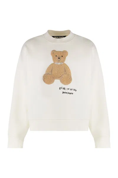 Palm Angels Cotton Crew Neck Sweatshirt With Teddy Bear Motif