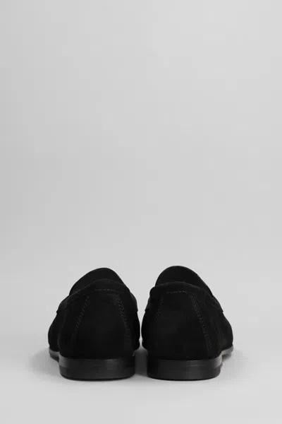 Santoni Mens Black Carlos Suede Penny Loafers