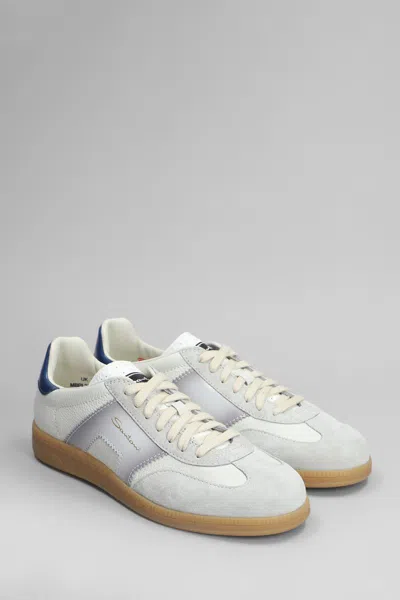 Santoni Dbs Leather And Suede Sneakers