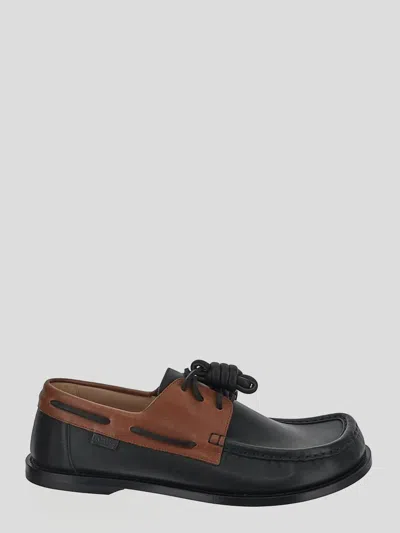 Loewe Sculpted Black Leather Shoes With Brown Accents