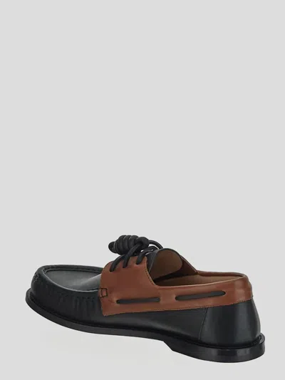 Loewe Sculpted Black Leather Shoes With Brown Accents