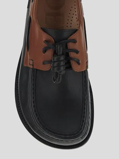 Loewe Sculpted Black Leather Shoes With Brown Accents
