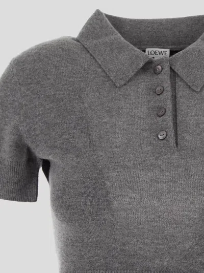 Loewe Wool And Cashmere Polo Shirt Grey