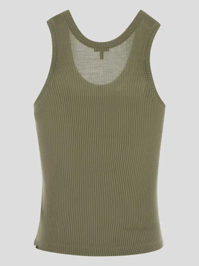 Loewe Embroidered Ribbed Silk Tank In Gray