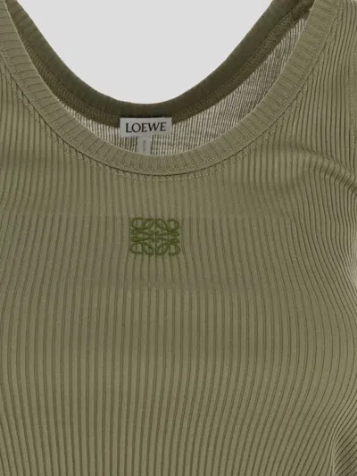 Loewe Embroidered Ribbed Silk Tank In Gray