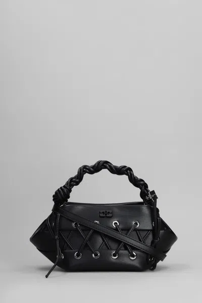 Ganni Womens Black Bou Mini Eyelet Leather Top-handle Bag In Black