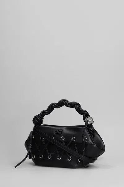 Ganni Womens Black Bou Mini Eyelet Leather Top-handle Bag In Black