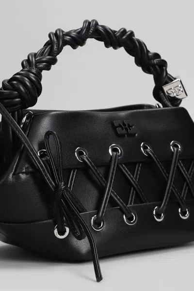 Ganni Womens Black Bou Mini Eyelet Leather Top-handle Bag In Black