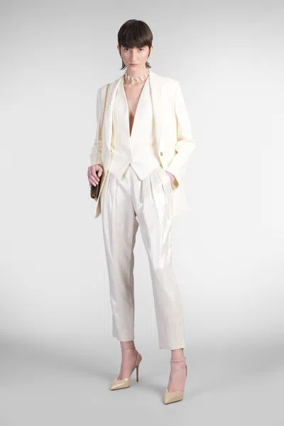 Giorgio Armani Laminated Linen And Viscose Pleated Trousers