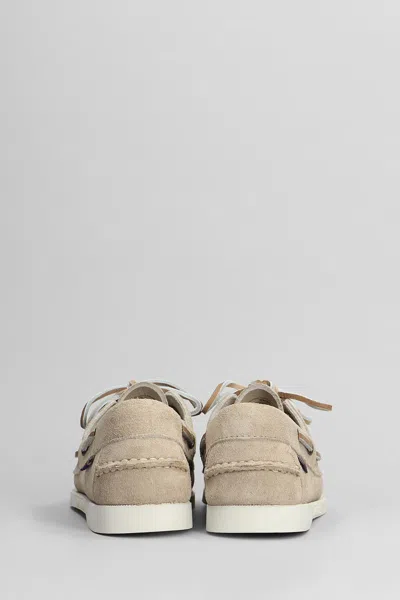 Sebago 'portland Dockside' Beige Loafers With Decorative Laces On The Sides And Contrasting Stitching