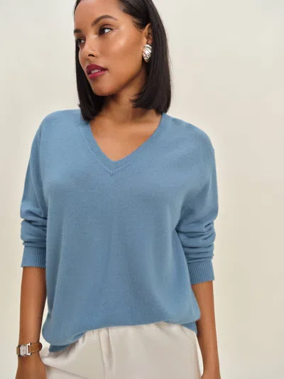 Reformation Remi Cashmere V Neck In Blue
