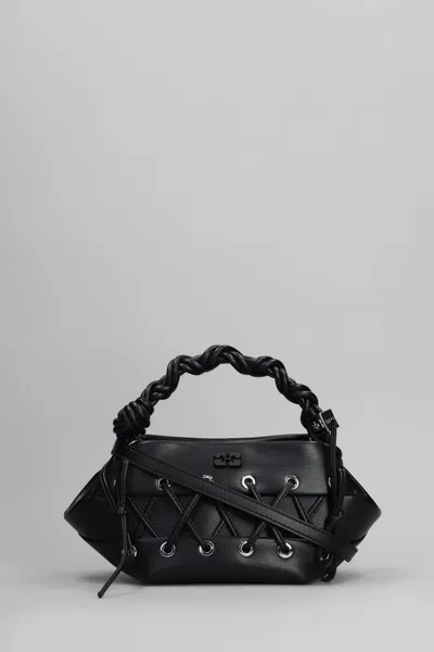 Ganni Womens Black Bou Mini Eyelet Leather Top-handle Bag In Black
