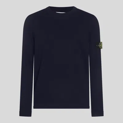 Stone Island Cotton Sweatshirt With Logo Embroidery On The Left Sleeve