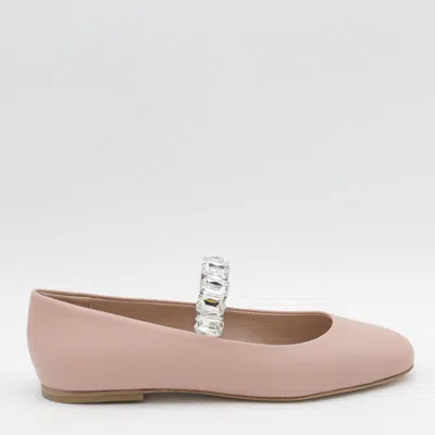 Casadei Leather Ballet Flats With Crystal Embellished Strap