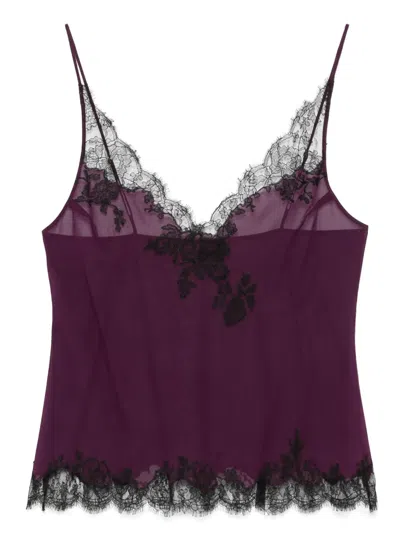 Carine Gilson Calais-caudry Slip Camisole In Purple