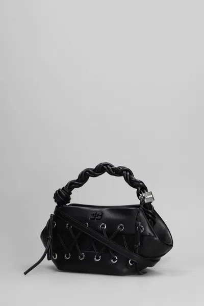 Ganni Womens Black Bou Mini Eyelet Leather Top-handle Bag In Black