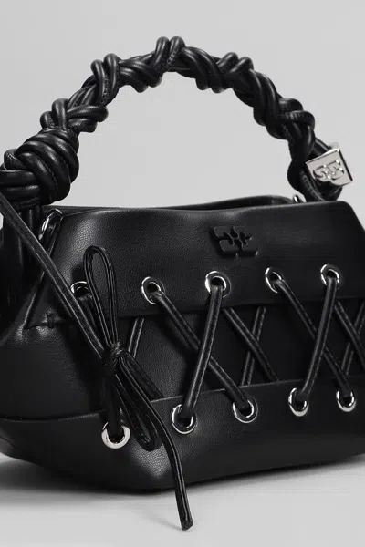 Ganni Womens Black Bou Mini Eyelet Leather Top-handle Bag In Black