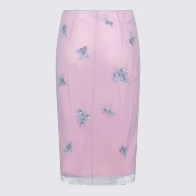 Blumarine Embellished Floral Fringe Sheer Overlay Skirt