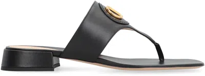 Valentino Garavani Vlogo Signature Thong Sandal In Calfskin 20mm Woman Black 41