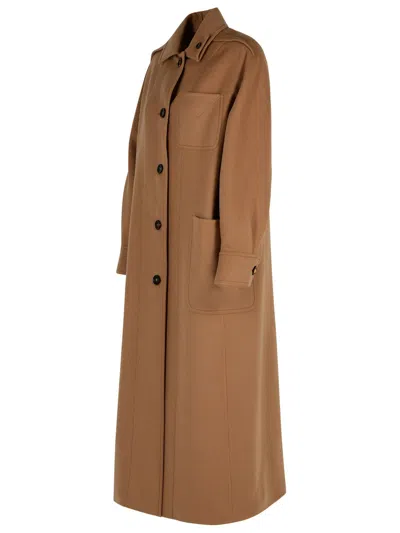Max Mara Aldo Brown Virgin Wool Coat In Brown