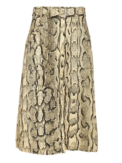Dries Van Noten Sheraz Viscose And Cotton Skirt With Reptile Print In Brown