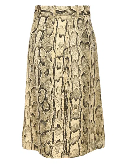 Dries Van Noten Sheraz Viscose And Cotton Skirt With Reptile Print In Brown