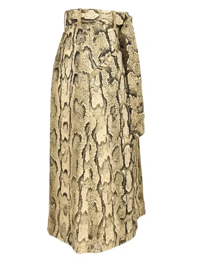 Dries Van Noten Sheraz Viscose And Cotton Skirt With Reptile Print In Brown