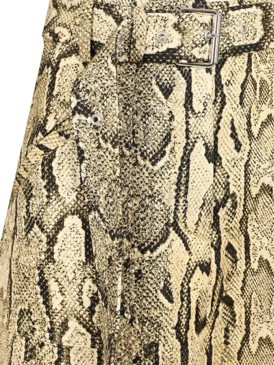 Dries Van Noten Sheraz Viscose And Cotton Skirt With Reptile Print In Brown