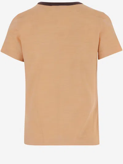 Chloé Women Multicolor Crewneck T-shirt With Maxi Graphic Print On The Front In Wool Blend Woman In Neutral