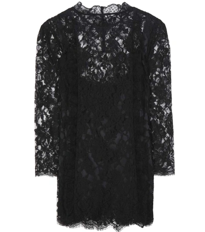 Dolce & Gabbana Cotton-blend Lace Blouse In Black