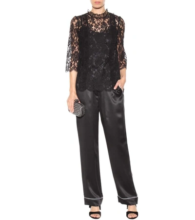 Shop Dolce & Gabbana Cotton-blend Lace Blouse In Black
