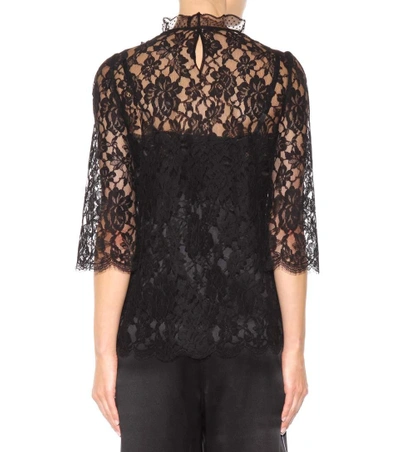 Shop Dolce & Gabbana Cotton-blend Lace Blouse In Black