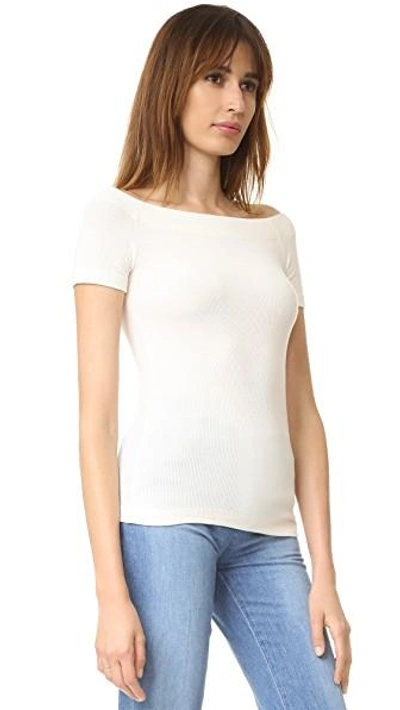 Shop Getting Back To Square One Off Shoulder Tee In Vanilla