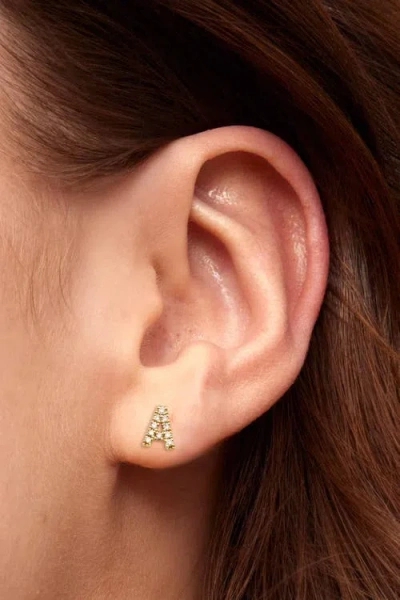 Oradina 14k Gold Luxe Letter Diamond Initial Single Stud In Gold