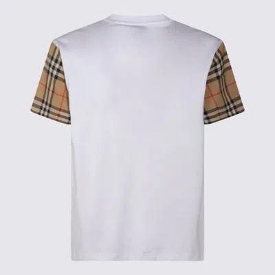 Burberry White T-shirt With Vintage Check Motif On The Sleeves In Cotton Woman