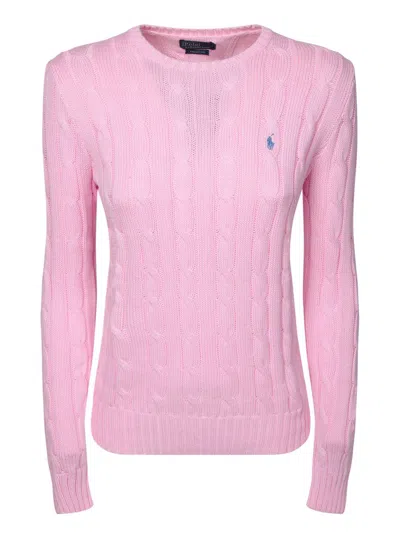 Polo Ralph Lauren Cable Knit Crew Neck Sweater Knitwear Rose In Pink