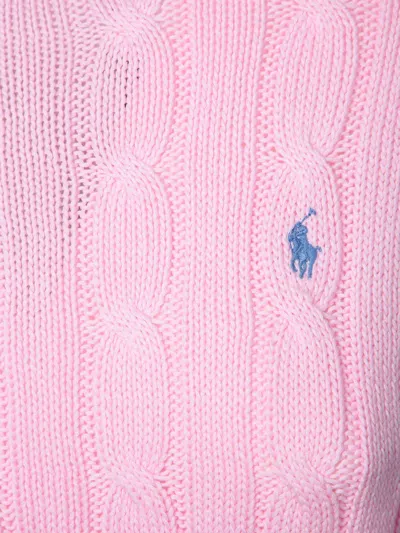 Polo Ralph Lauren Cable Knit Crew Neck Sweater Knitwear Rose In Pink