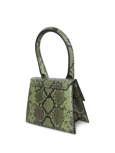 Jacquemus Le Chiquito Moyen Bag In Embossed Python Leather In Green