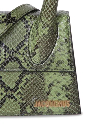 Jacquemus Le Chiquito Moyen Bag In Embossed Python Leather In Green