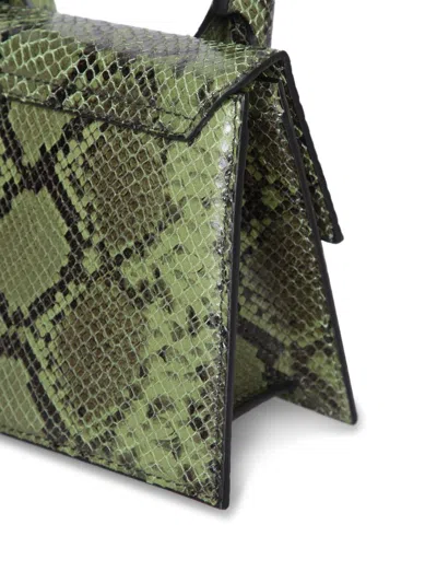 Jacquemus Le Chiquito Moyen Bag In Embossed Python Leather In Green