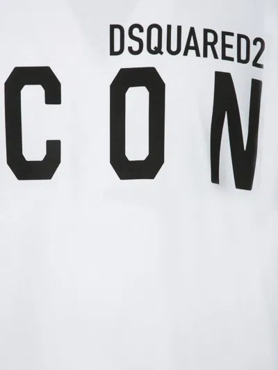 Dsquared2 White Crewneck T-shirt With Maxi Logo Print On The Front