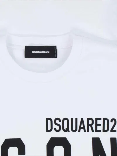 Dsquared2 White Crewneck T-shirt With Maxi Logo Print On The Front