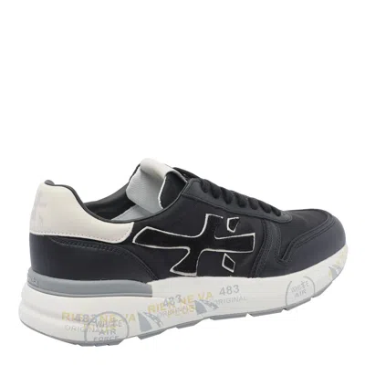 Premiata Round Toe Leather Sneakers With Contrasting Sole