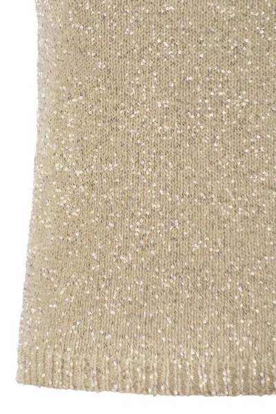 Fabiana Filippi Cotton Knit Tank Top With Sequins In Neutral