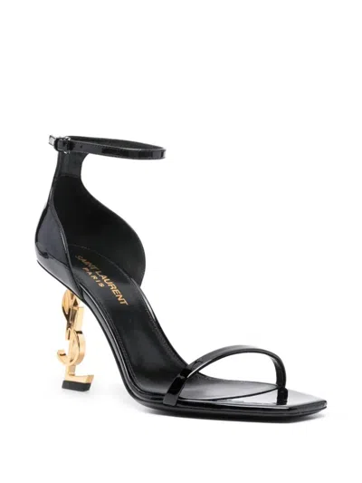 Saint Laurent Opyum Ysl Logo-heel Sandals With Golden Hardware