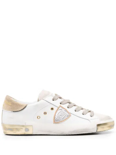 Philippe Model Low Top Sneakers Metallic Accents In White