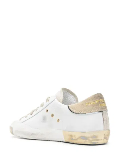 Philippe Model Low Top Sneakers Metallic Accents In White