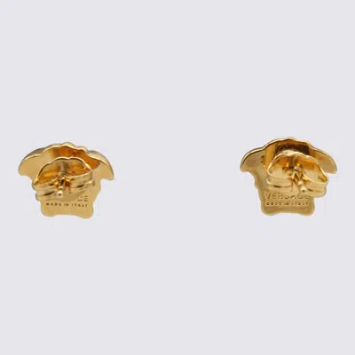 VERSACE VERSACE GOLD TONE METAL MEDUSA BUTTON EARRINGS 