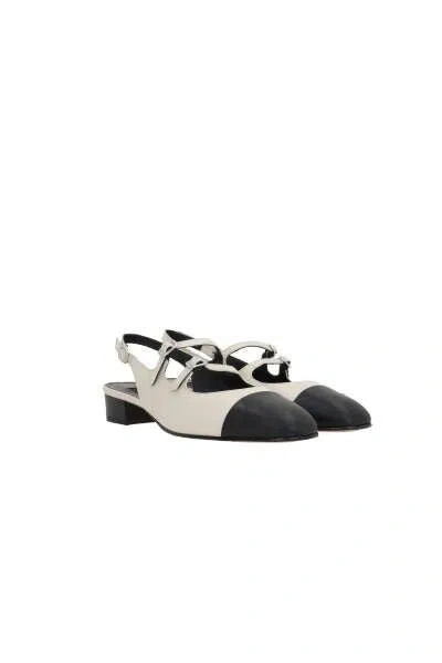 Carel Paris Abricot 35 Leather Slingback Pumps In White